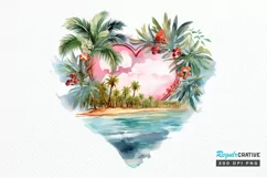 Heart Beach Watercolor Sublimation PNG Clipart Product Image 1