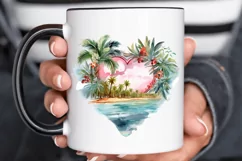 Heart Beach Watercolor Sublimation PNG Clipart Product Image 2