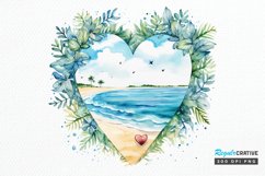 Heart Beach Watercolor Sublimation PNG Clipart Product Image 1