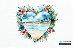 Heart Beach Watercolor Sublimation PNG Clipart Product Image 1