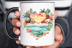 Heart Beach Watercolor Sublimation PNG Clipart Product Image 2