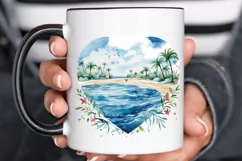 Heart Beach Watercolor Sublimation PNG Clipart Product Image 2
