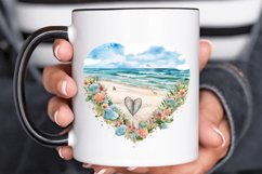 Heart Beach Watercolor Sublimation PNG Clipart Product Image 2