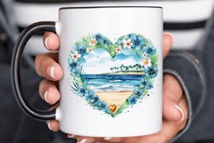 Heart Beach Watercolor Sublimation PNG Clipart Product Image 2