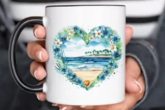 Heart Beach Watercolor Sublimation PNG Clipart Product Image 2