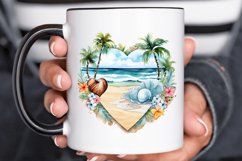 Heart Beach Watercolor Sublimation PNG Clipart Product Image 2