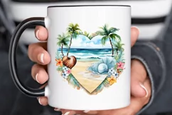 Heart Beach Watercolor Sublimation PNG Clipart Product Image 2