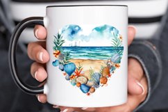 Heart Beach Watercolor Sublimation PNG Clipart Product Image 2