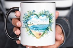 Heart Beach Watercolor Sublimation PNG Clipart Product Image 2