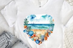 Heart Beach Watercolor Sublimation PNG Clipart Product Image 3