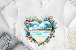 Heart Beach Watercolor Sublimation PNG Clipart Product Image 3