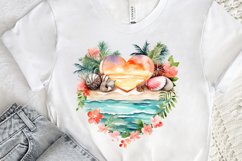 Heart Beach Watercolor Sublimation PNG Clipart Product Image 3