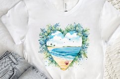 Heart Beach Watercolor Sublimation PNG Clipart Product Image 3