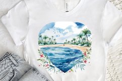Heart Beach Watercolor Sublimation PNG Clipart Product Image 3