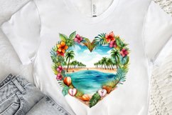 Heart Beach Watercolor Sublimation PNG Clipart Product Image 3