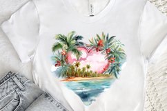 Heart Beach Watercolor Sublimation PNG Clipart Product Image 3