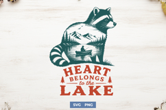 Heart Belongs to the Lake SVG, Funny Raccoon Double Exposure Product Image 1