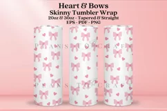 heart bows skinny tumbler sublimation wrap with high resolution and transparant background are for 20oz and 30oz skinny tumbler