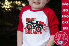 Boy Valentine's Day Shirt, Heart Breaker Monster Truck Svg Product Image 1