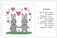 Cute Bunnies embroidery design, cute bunnies in love design Product Image 2