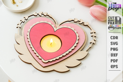 Heart Shaped Candle Holder Laser Cut|Valentine's Candlestick Product Image 1