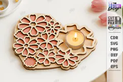 Heart Shaped Candle Holder Laser Cut|Valentine's Candlestick Product Image 1