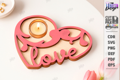 Heart Shaped Candle Holder Laser Cut|Valentine's Candlestick Product Image 1