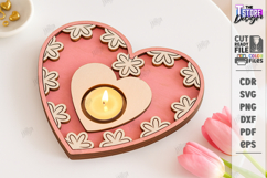 Heart Shaped Candle Holder Laser Cut|Valentine's Candlestick Product Image 1