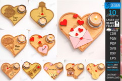 Heart Tea Light Candle Holders Laser Cut Bundle | Hearts SVG Product Image 1