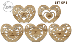 Heart Candle Holders - Set of 5 - Valentine’s Day Laser Cut Product Image 6