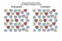 heart candy valentine skinny tumbler sublimation wrap with high resolution and transparant background are for 20oz and 30oz skinny tumbler