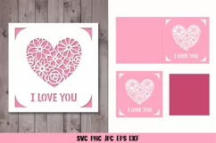 I Love You Card SVG,Flower Heart Card,Valentines Card SVG Product Image 4