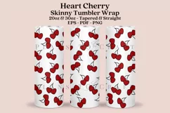 heart cherry valentine skinny tumbler sublimation wrap with high resolution and transparant background are for 20oz and 30oz skinny tumbler