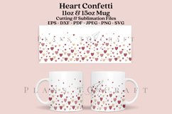 heart confetti pattern coffee glass wrap svg glass mug svg presized for 11oz and 15oz glass ready to cut and sublimation files