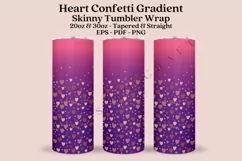 heart confetti purple gradient skinny tumbler sublimation design for 20oz and 30oz skinny tumbler sublimation wrap