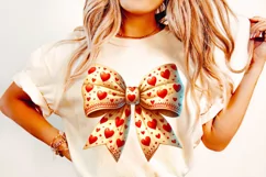 Valentines Coquette Bow PNG, Valentine's Day Bow PNG, Hearts Product Image 2