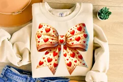 Valentines Coquette Bow PNG, Valentine's Day Bow PNG, Hearts Product Image 1