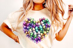 Mardi Gras Coquette Bow PNG, Mardi Gras Sublimation, Heart Product Image 1