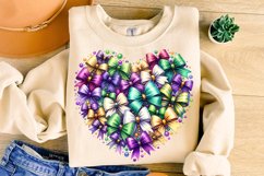 Mardi Gras Coquette Bow PNG, Mardi Gras Sublimation, Heart Product Image 3