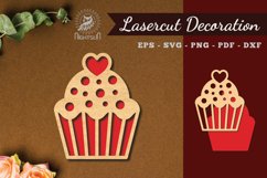 Heart Cupcake Laser Cut Decoration Product Image 1