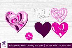 heart cut file-heart cutting file-heart svg-heart papercut-3d layered papercut-wedding-laser cutting