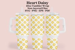 heart daisy 40oz quencher tumbler sublimation full wrap high resolution transparant background