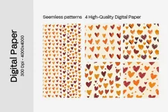 Watercolor Heart Digital Paper Seamless Digital Pattern Product Image 2
