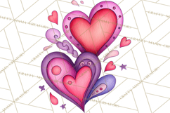 Whimsical Valentine Heart Doodle Clipart Cute PNG, Love Png Product Image 2