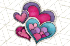 Whimsical Valentine Heart Doodle Clipart Cute PNG, Love Png Product Image 3