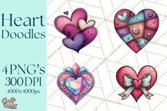Whimsical Valentine Heart Doodle Clipart Cute PNG, Love Png Product Image 1