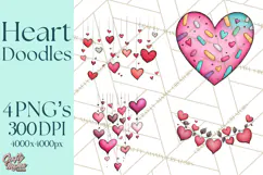 Whimsical Valentine Heart Doodle Clipart Cute PNG, Love Png Product Image 1