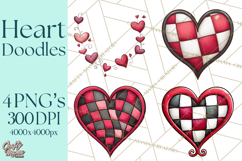 Whimsical Valentine Heart Doodle Clipart Cute PNG, Love Png Product Image 1