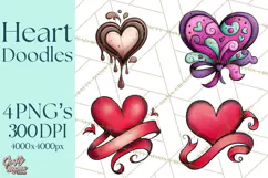 Whimsical Valentine Heart Doodle Clipart Cute PNG, Love Png Product Image 1