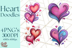 Whimsical Valentine Heart Doodle Clipart Cute PNG, Love Png Product Image 1